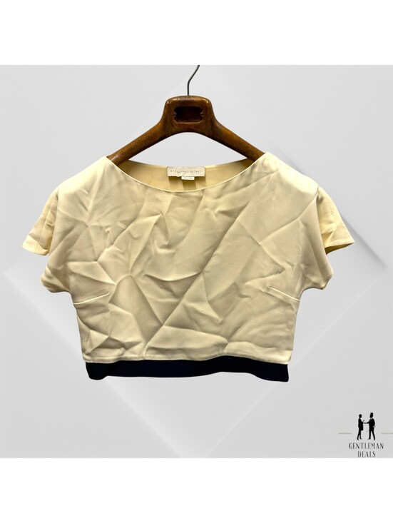 Stella McCartney Tops - Stella McCartney Cream Crepe 40 IT  19.5x18 Rayon blend Top Tshirt Ivory Navy